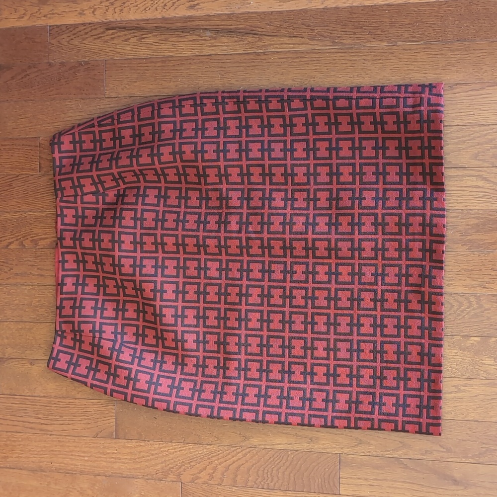 Oscar de la Renta Black and Orange Midi Skirt